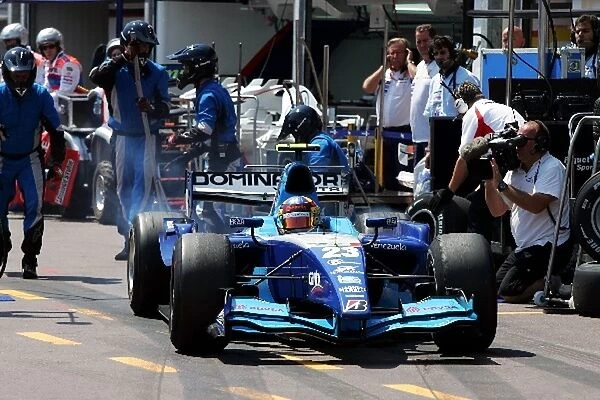 GP2 Series: Second placed Pastor Maldonado Piquet Sports makes a pit stop