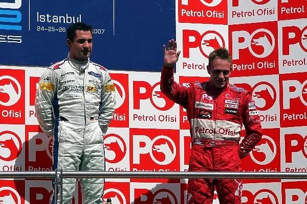 GP2 Series: Timo Glock iSport International and Adam Carroll FMS International on the podium