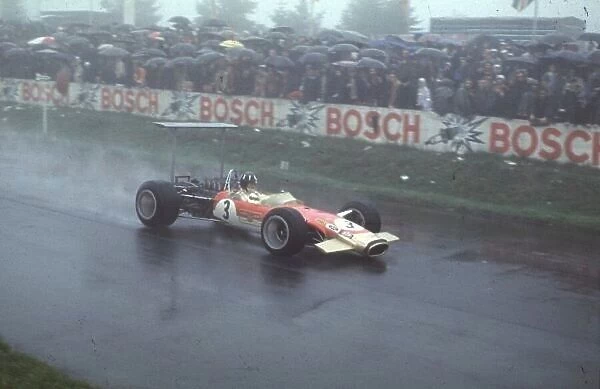 Graham Hill, Lotus 49B (2nd place) German Grand Prix, Nurburgring, 4th August 1968, Rd 8 World LAT Photographic Tel: +44 (0) 181 251 3000 Fax: +44 (0) 181 251 3001 Ref: 68 GER 04
