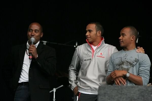 Grand Prix Party: Lewis Hamilton McLaren with his brother Nick Hamilton and father Anthony Hamilton
