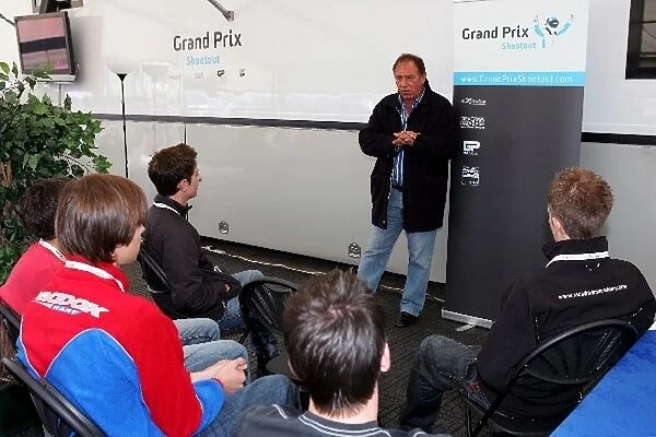 Grand Prix Shootout: Rob Wilson Grand Prix Shootout Driver Assessment Manager gives a presentation to the candidates