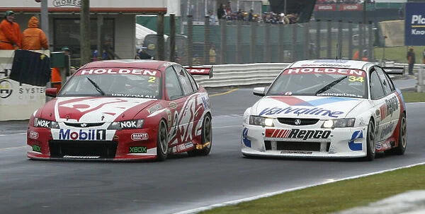 HOLDEN V8 SUPERCAR DRIVER TODD KELLY 2ND GARTH TANDER 3RIN RACE 1 IN NEW ZEALAND TODAY