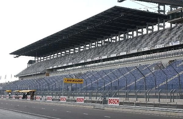 The huge main grandstand at the Lausitzring. DTM Championship, Rd 4, Lausitzring, Germany