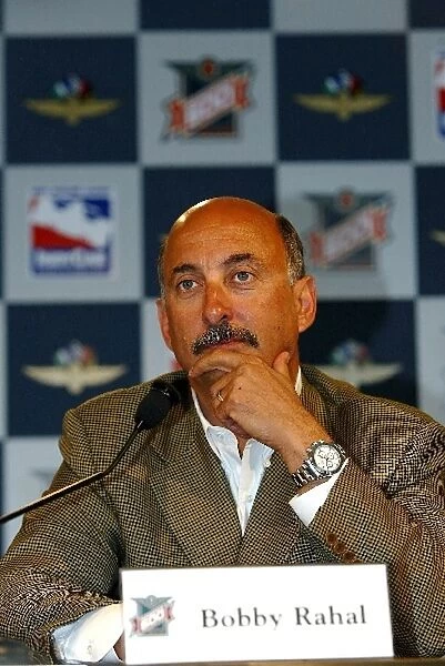 Indy Racing League: Bobby Rahal, Team Rahal, talks with the media at a press conference at the Indianapolis Motor Speedway