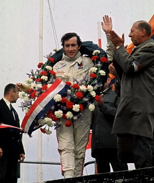 Jackie Stewart Wins Driving a Matra Ms10: Note Also the Plaster Cast on Stewarts Right Hand