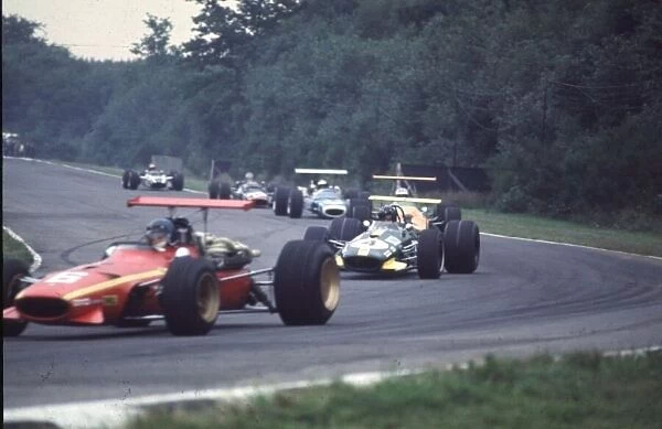 Jacky Ickx leads Jochen Rindt and Denny Hulme British Grand Prix, Brands Hatch