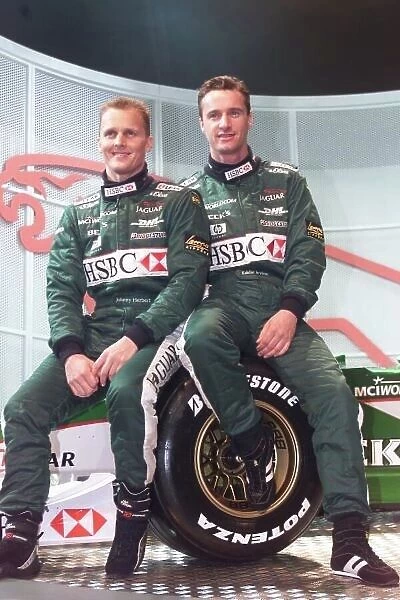 Johnny Herbert and Eddie Irvine Jaguar R1 Ford Launch, Lords, London 25 / 1 / 00 World LAT Photographic