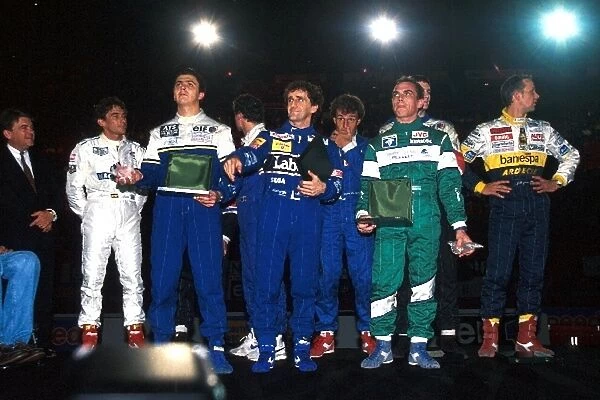 Karting: Back Row: Ayrton Senna, Jean-Christophe Boullion, Olivier Grouillard third; Andrea de Cesaris, Xavier Pompidou, Jean-Marc Gounon second