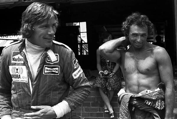 Kyalami, South Africa. 4th - 6th March 1976. James Hunt with team mate Jochen Mass in