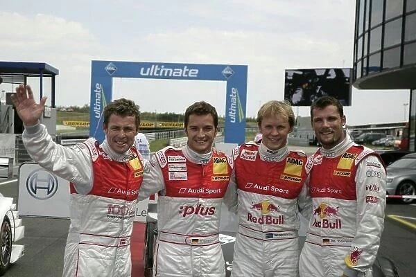 DTM. 4 Audis celebrate after qualifying: