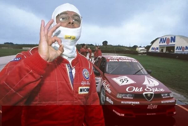 Laurence Foster (Editor, Autosport Magazine) as he prepares to drive Derek Warwicks