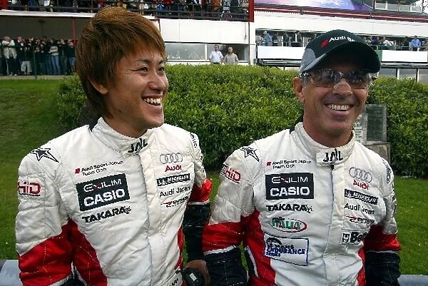 Le Mans Endurance Series: L-R: Audi Sport UK Team Goh drivers Seiji Ara and Rinaldo Capello