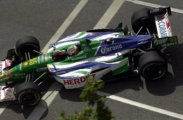 Mario Dominguez, (MEX), Ford-Cosworth  /  Lola, during practice for the Molson Indy Vancouver. Concord Pacific Place, Vancouver, B.C. Can. 28 July, 2002