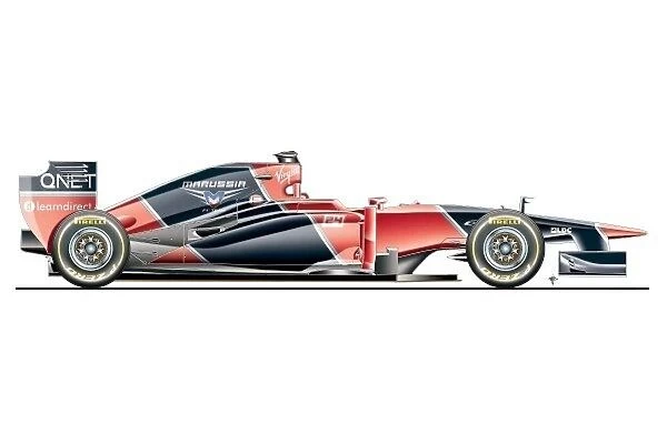 Marussia MR02 side view: MOTORSPORT IMAGES: Marussia MR02 side view