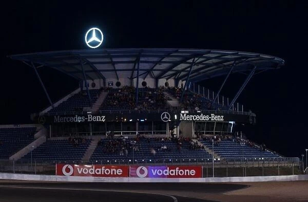 Mercedes-Benz grandstand in the evening. DTM Championship, Rd 7, Nurburgring, Germany