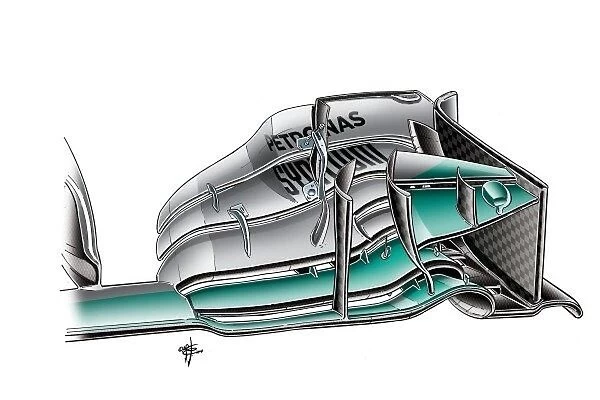 Mercedes W05 front wing, short chord upper flap for Monza inset