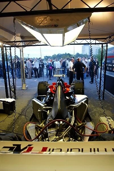 Minardi F1x2 Bulgaria: Crowds gather outside the garage of the Minardi F1x2