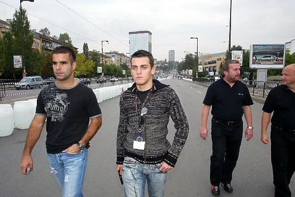 Minardi F1x2 Bulgaria: Zsolt Baumgartner F1x2 driver and Eastern European karting champion, Simeon Ivanov walks the track