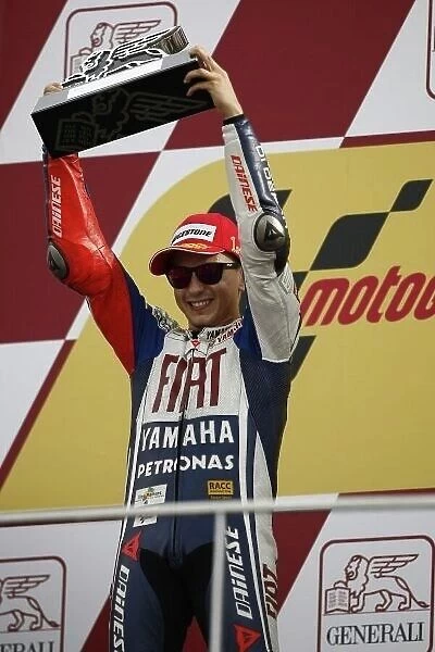 MotoGP. Race winner Jorge Lorenzo (ESP), FIAT Yamaha celebrates on the podium.