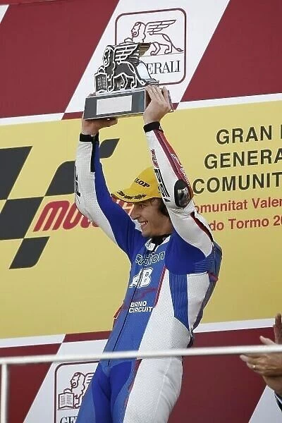 MotoGP. Karel Abraham (CZE), Cardion AB Motoracing celebrates on the podium.
