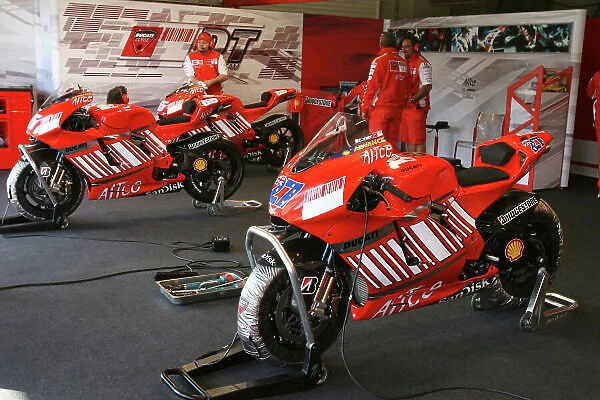 MotoGP. The Marlboro Ducati team garage.