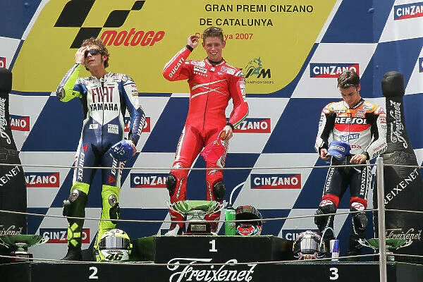 MotoGP. Podium (L to R): Second place Valentino Rossi 