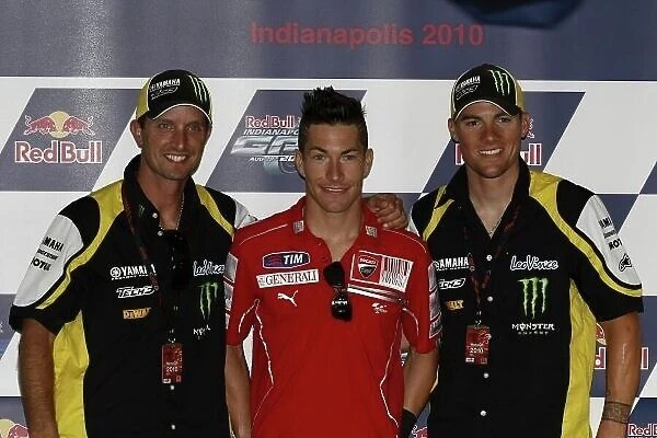 MotoGP. (L to R): Colin Edwards (USA), Nicky Hayden (USA) and Ben Spies (USA).