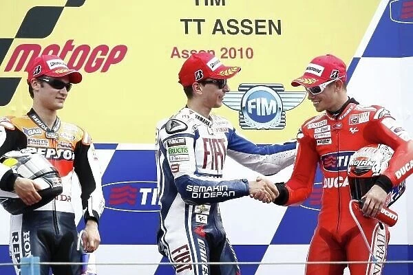 MotoGP. Podium (L to R): Dani Pedrosa (ESP) Repsol Honda, Jorge Lorenzo 