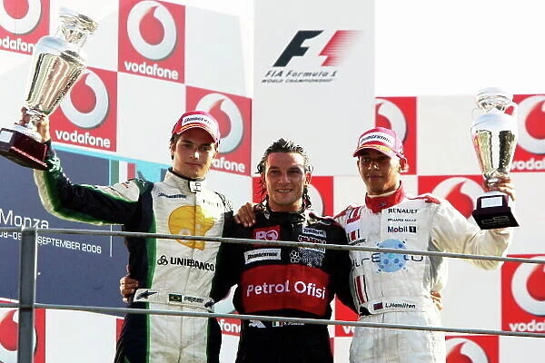 GP2. The podium (L to R): Nelson Piquet Jnr
