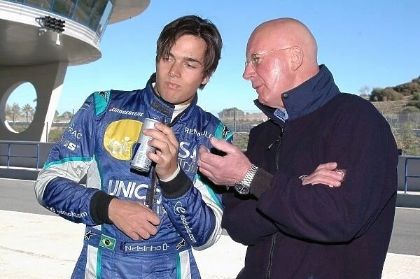 GP2. Nelson Piquet jr (BRA) talks with an engineer.