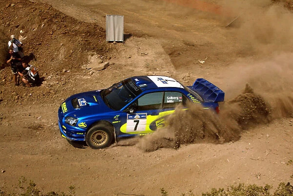 Petter Solberg in action, Subaru Impreza WRC03, Acropolis Rally 2003. Photo: McKlein  /  LAT