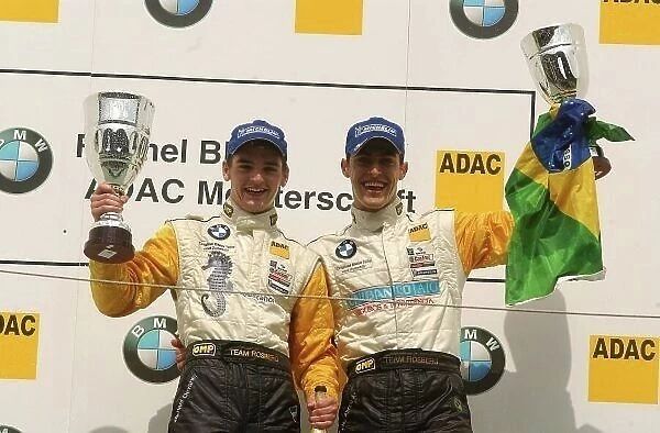 Podium, the two Team Rosberg drivers that made it to the podium: Michael Devaney (IRE), Team Rosberg (1st, left), and Atila Abreu (BRA), Team Rosberg (3rd, right). Formula BMW ADAC Championship, Rd 15&16, A1-Ring, Austria. 06 September 2003