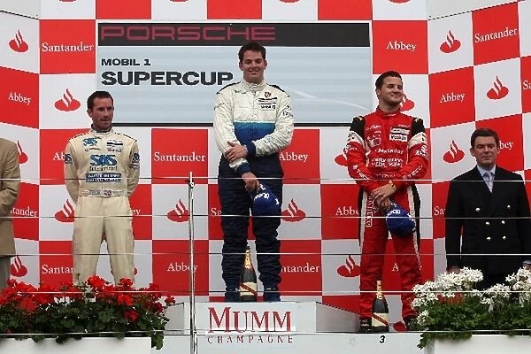 Porsche Supercup: Danny Watts with winner Sean Edwards and Stefan Rosina