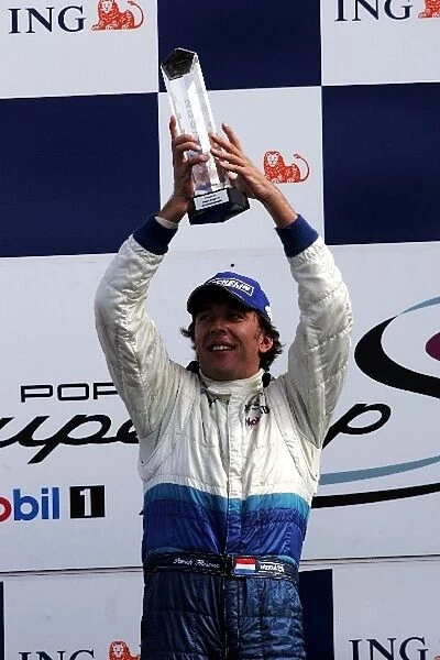 Porsche Supercup: Patrick Huisman celebrates his win on the podium
