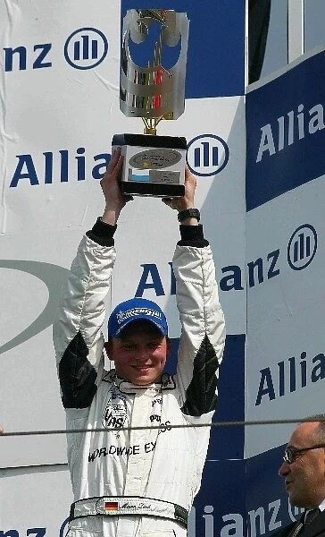 Porsche Supercup: Third place finisher Marcel Lieb celebrates on the podium