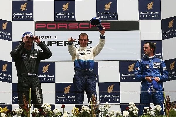 Porsche Supercup: Podium: Patrick Huisman SPS Performance, Race winner Jeroen Bleekemolen Konrad Motorsport and on the podium