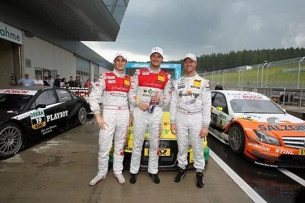 DTM. The top three after qualifying (l-r) Oliver Jarvis