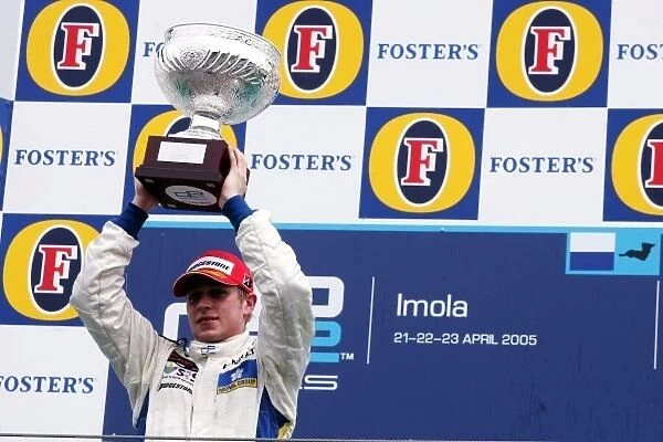 GP2. Race winner Adam Carroll (GBR) Super Nova celebrates on the podium.