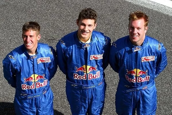 Red Bull Driver Search: The 3 chosen drivers L to R, Matt Jaskol, Dominique Claessens, and Colin Fleming
