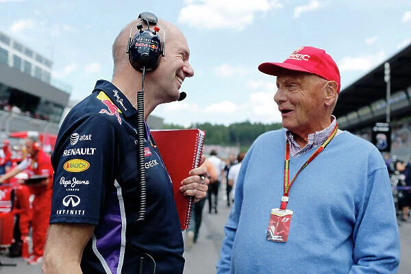 Red Bull Ring, Spielberg, Austria. Sunday 22 June 2014. Adrian Newey, Chief Technical Officer, Red Bull Racing, and Niki Lauda, Non-Executive Chairman, Mercedes AMG. World Copyright: Steven Tee / LAT Photographic. ref: Digital Image _X0W0664
