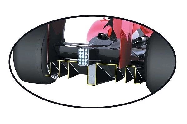 Reference for 2009, size of 2008 rear diffuser (outline highlighted in yellow)