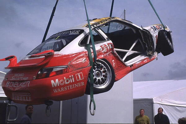 The remains of Richard Burns Porsche