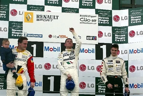 Renault Elf Clio Cup: Stephane Lemeret 2nd, Michael Rangoni 1st and Thomas Muhlenz 3rd on the podium