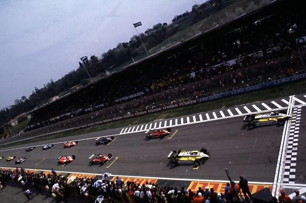 The Renault pairing of Rene Arnoux and Alain Prost fill the front