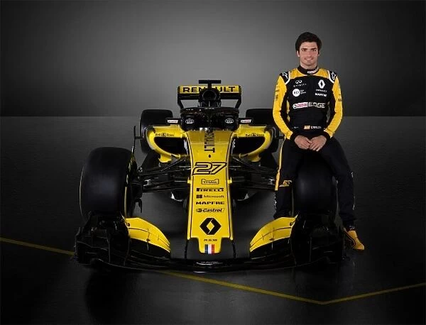 Renault R. S. 18 Formula 1 Launch. Renault R. S. 18 studio images Carlos Sainz sits on a