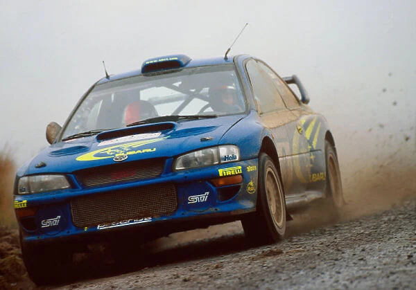 Richard Burns in action in the Subaru Impreza WRC2000, Rally GB 2000
