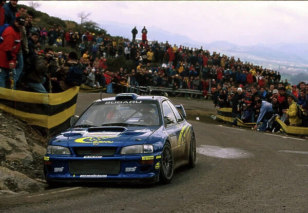 Richard Burns in his Subaru Impreza WRC2000, during leg 2 of the Catalunya Rally 2000. Photo:McKlein / LAT