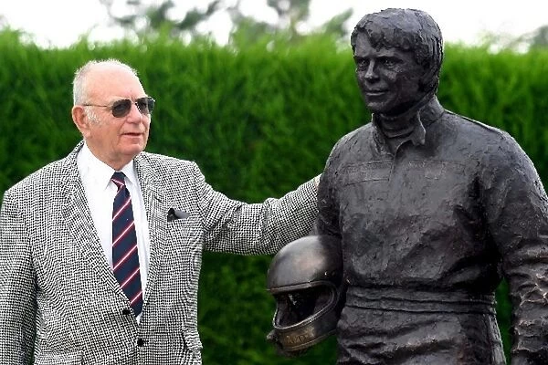 Roger Williamson Memorial: Donington Park circuit owner, Tom Wheatcroft with the new memorial to Roger Williamson