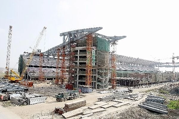 Shanghai Circuit Construction: The brand new pit complex under construction at the new Shanghai circuit