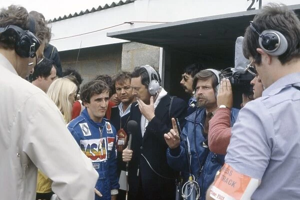 Silverstone, Great Britain. 16-18 July 1981: Alain Prost with the media. Portrait